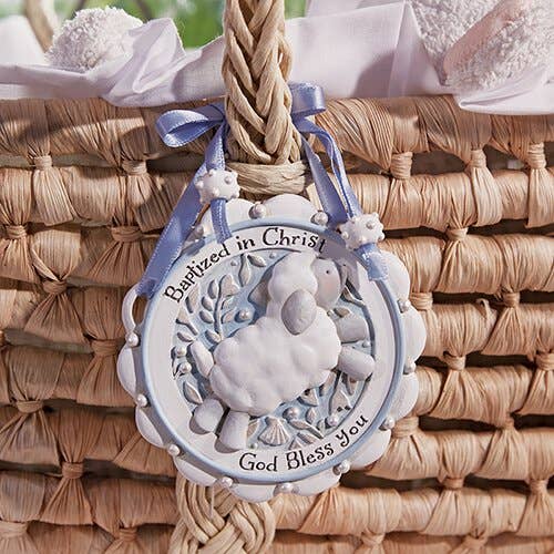 Ag Baptism Crib Medal Blue
