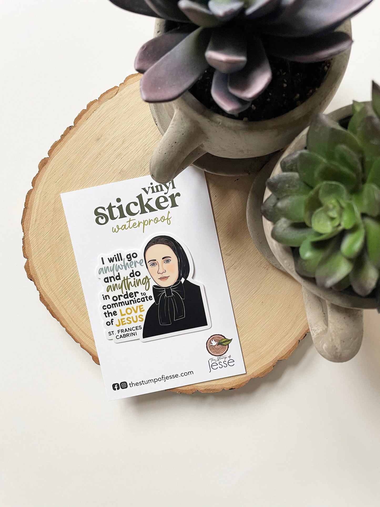 St. Frances Cabrini Waterproof Catholic Sticker