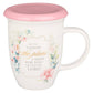 Mug with Lid Pink/White Jer. 29:11