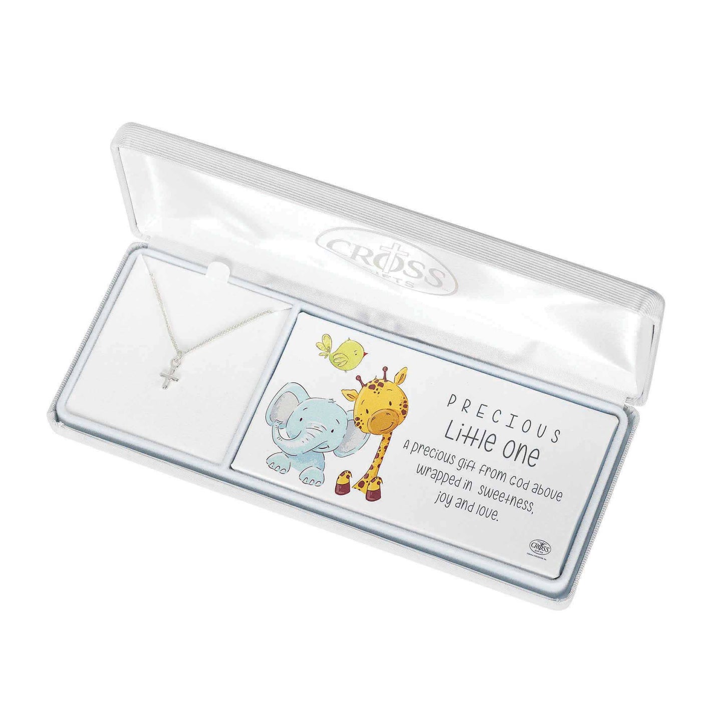 Nk - Baby Puff Cre Sil Plt 13"Cable Chain cross
