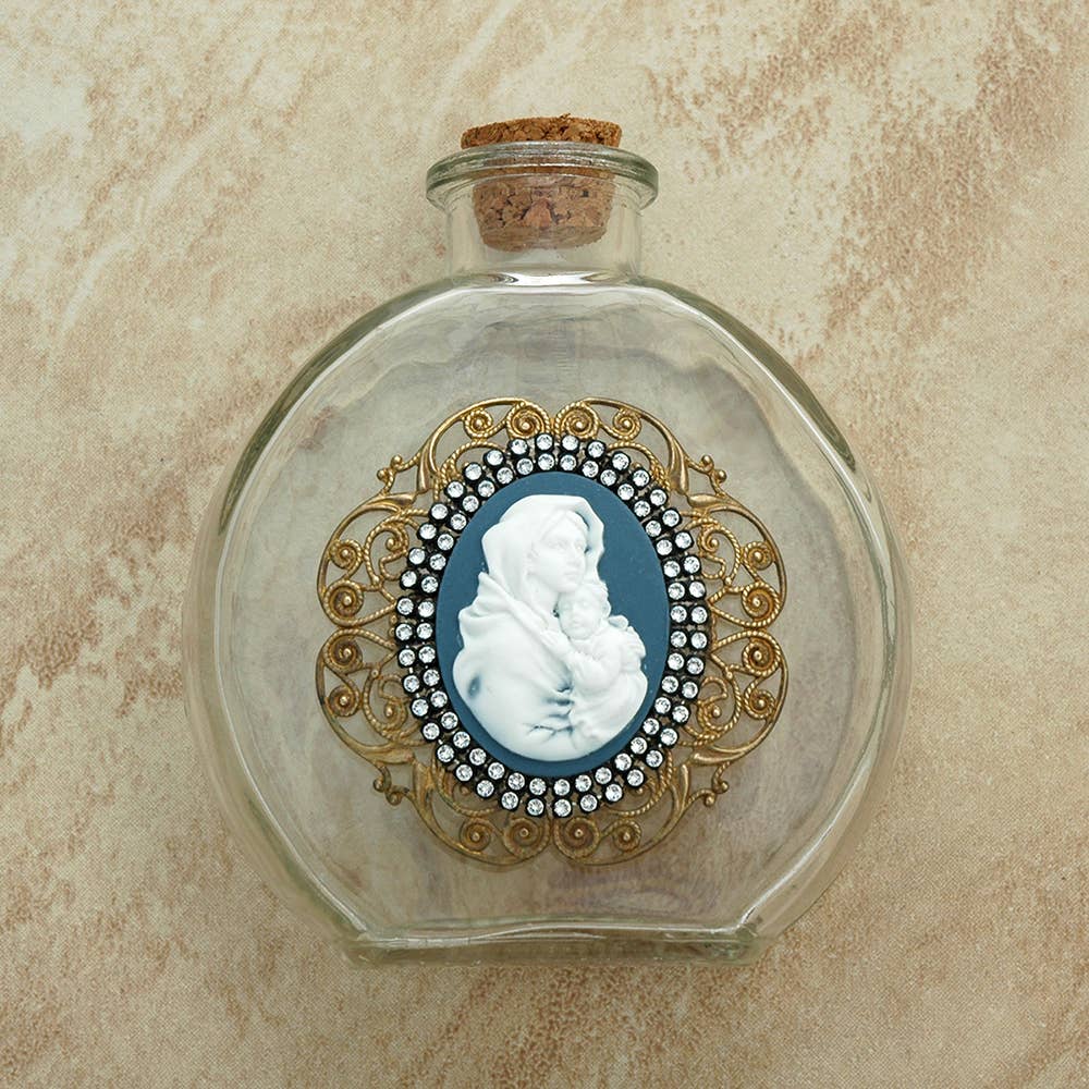 Vintage Madonna Cameo Holy Water Bottle