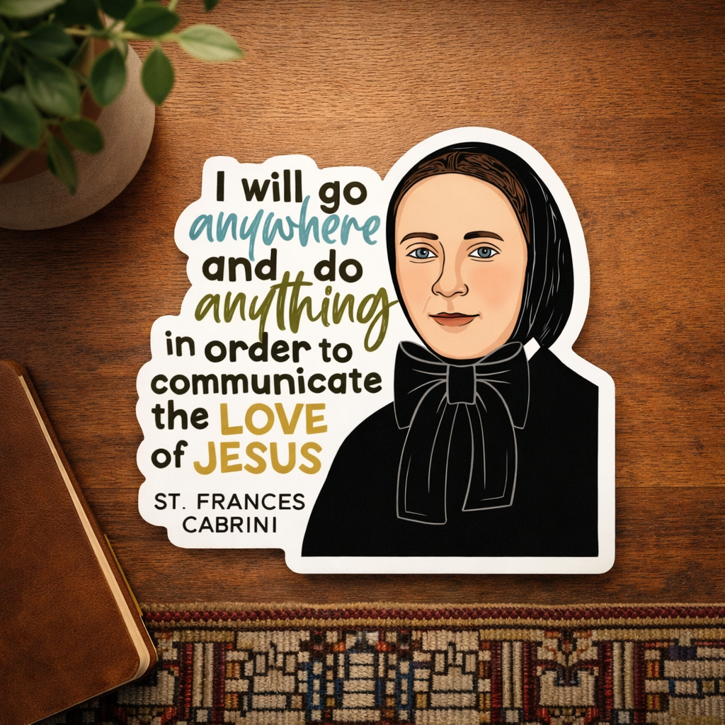 St. Frances Cabrini Waterproof Catholic Sticker