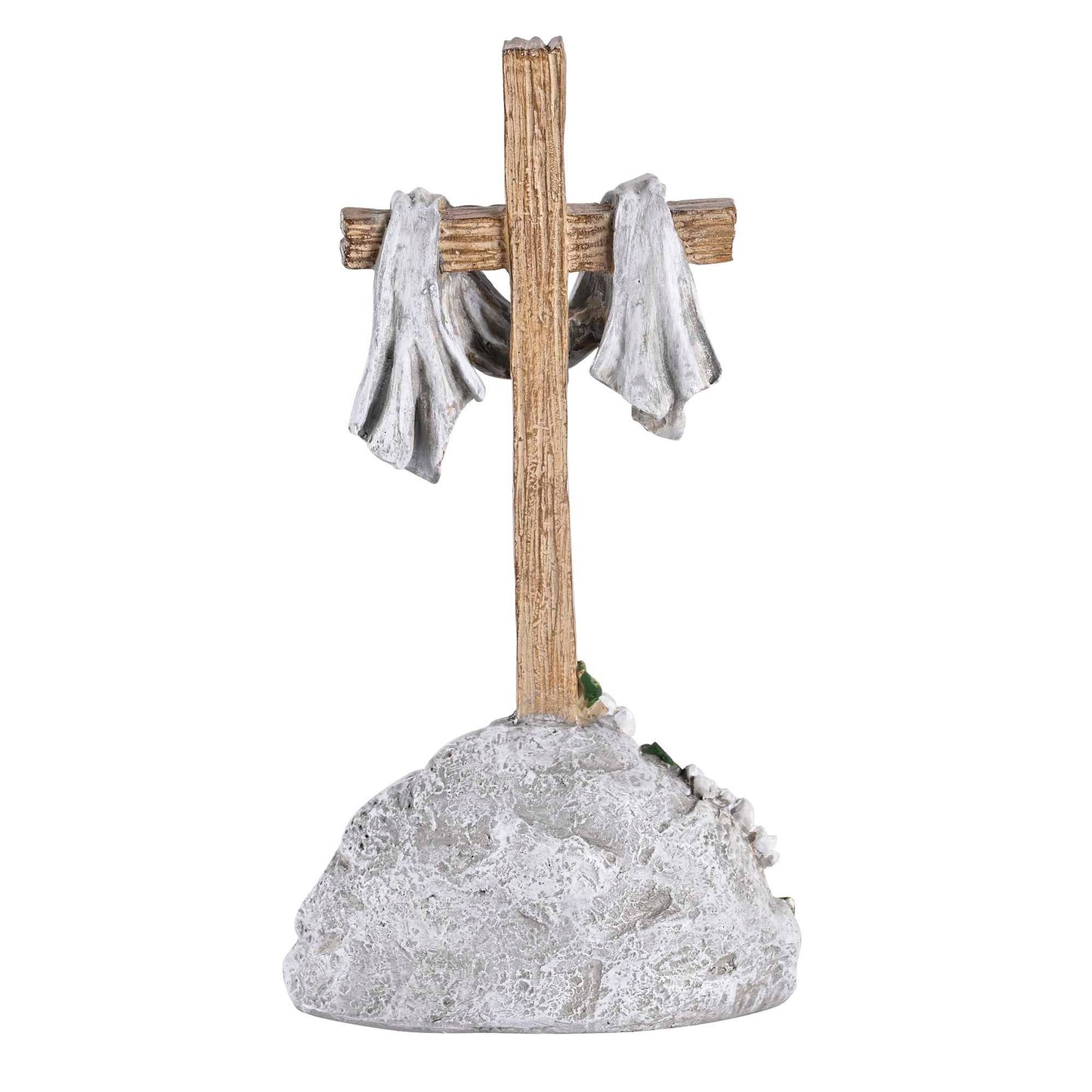 Tabletop Cross On Stone He Is Risen 7.5H