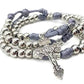 Stainless Steel Silver Paracord Rosary Necklace Beads Rugged Cord Catholic Rosary with Pardon Cross