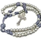 Stainless Steel Silver Paracord Rosary Necklace Beads Rugged Cord Catholic Rosary with Pardon Cross
