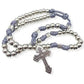 Stainless Steel Silver Paracord Rosary Necklace Beads Rugged Cord Catholic Rosary with Pardon Cross
