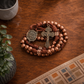 Strong Corded Antique Copper Beads Paracord Rugged Rosary Necklace with St.Michael Medal and Pardon Crucifix