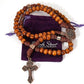 Strong Corded Wooden Beads Paracord Rugged Rosary Necklace with St.Michael Medal and Pardon Crucifix