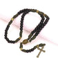 Antique Bronze Black Matte Prayer Beads Paracord Rosary Necklace with and Jesus Cross and Miraculous Medal