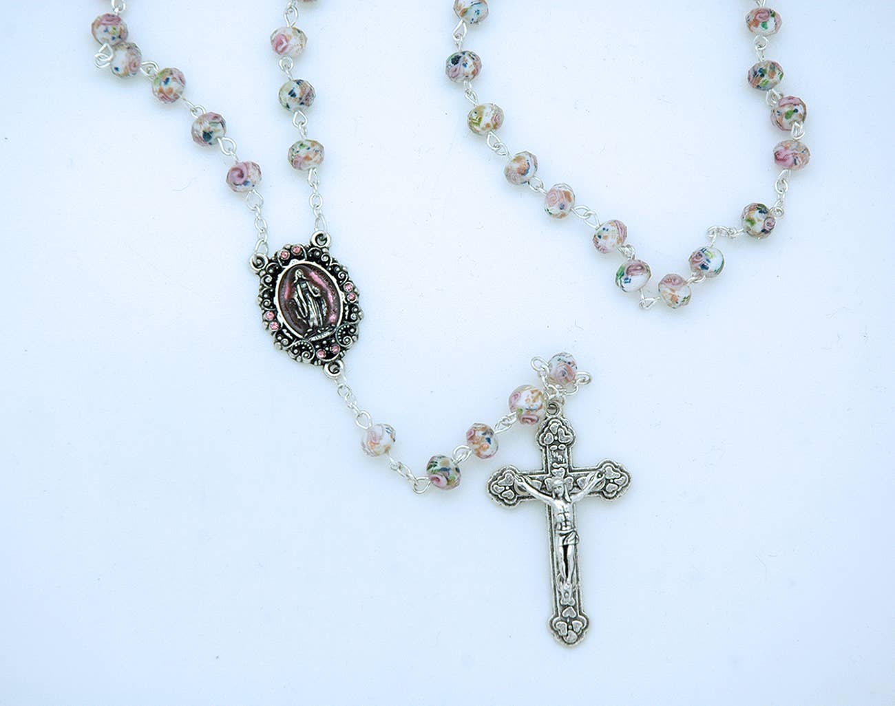990118P - Italian Pink Rosary Beads Necklace