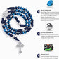 Blue Tiger Eye One Decade Rosary Beads Paracord Set St. Michael Necklace & St. Benedict 22"