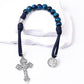 Blue Tiger Eye One Decade Rosary Beads Paracord Set St. Michael Necklace & St. Benedict 22"