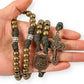 Bronze Beads Green Paracord with Silver Mystery Beads Rosary St Michael Medal & Pardon Crucifix