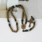 Bronze Beads Green Paracord with Silver Mystery Beads Rosary St Michael Medal & Pardon Crucifix