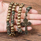 Bronze Beads Paracord Rosary Military Olive Khaki Cord with St. Michael Medal & Pardon Crucifix