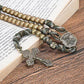 Bronze Beads Paracord Rosary Military Olive Khaki Cord with St. Michael Medal & Pardon Crucifix