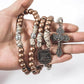 St. Michael Copper Rugged Paracord Rosary Necklace Strong Metal Beads Our Father Rosario