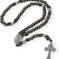 St. Michael Paracord Rosary Beaded Necklace Gun Black Metal Beads Men Rosary