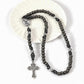 St. Michael Paracord Rosary Beaded Necklace Gun Black Metal Beads Men Rosary