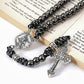 St. Michael Paracord Rosary Beaded Necklace Gun Black Metal Beads Men Rosary