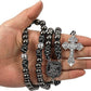 St. Michael Paracord Rosary Beaded Necklace Gun Black Metal Beads Men Rosary