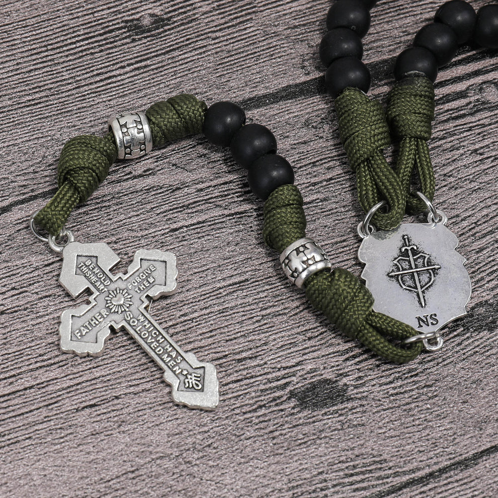 St. Michael Paracord Rosary Beads Rugged Rosary Necklace Strong Corded Catholic Pardon Crucifix