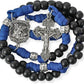St. Michael Black Beads Blue Paracord Rosary Rugged Beaded Pardon Cross