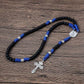 St. Michael Black Beads Blue Paracord Rosary Rugged Beaded Pardon Cross