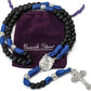 St. Michael Black Beads Blue Paracord Rosary Rugged Beaded Pardon Cross