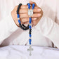 St. Michael Black Beads Blue Paracord Rosary Rugged Beaded Pardon Cross