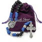 St. Michael Black Beads Blue Paracord Rosary Rugged Beaded Pardon Cross