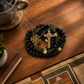 Antique Bronze Black Matte Prayer Beads Paracord Rosary Necklace