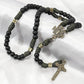 Antique Bronze Black Matte Prayer Beads Paracord Rosary Necklace