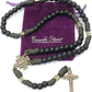 Antique Bronze Black Matte Prayer Beads Paracord Rosary Necklace