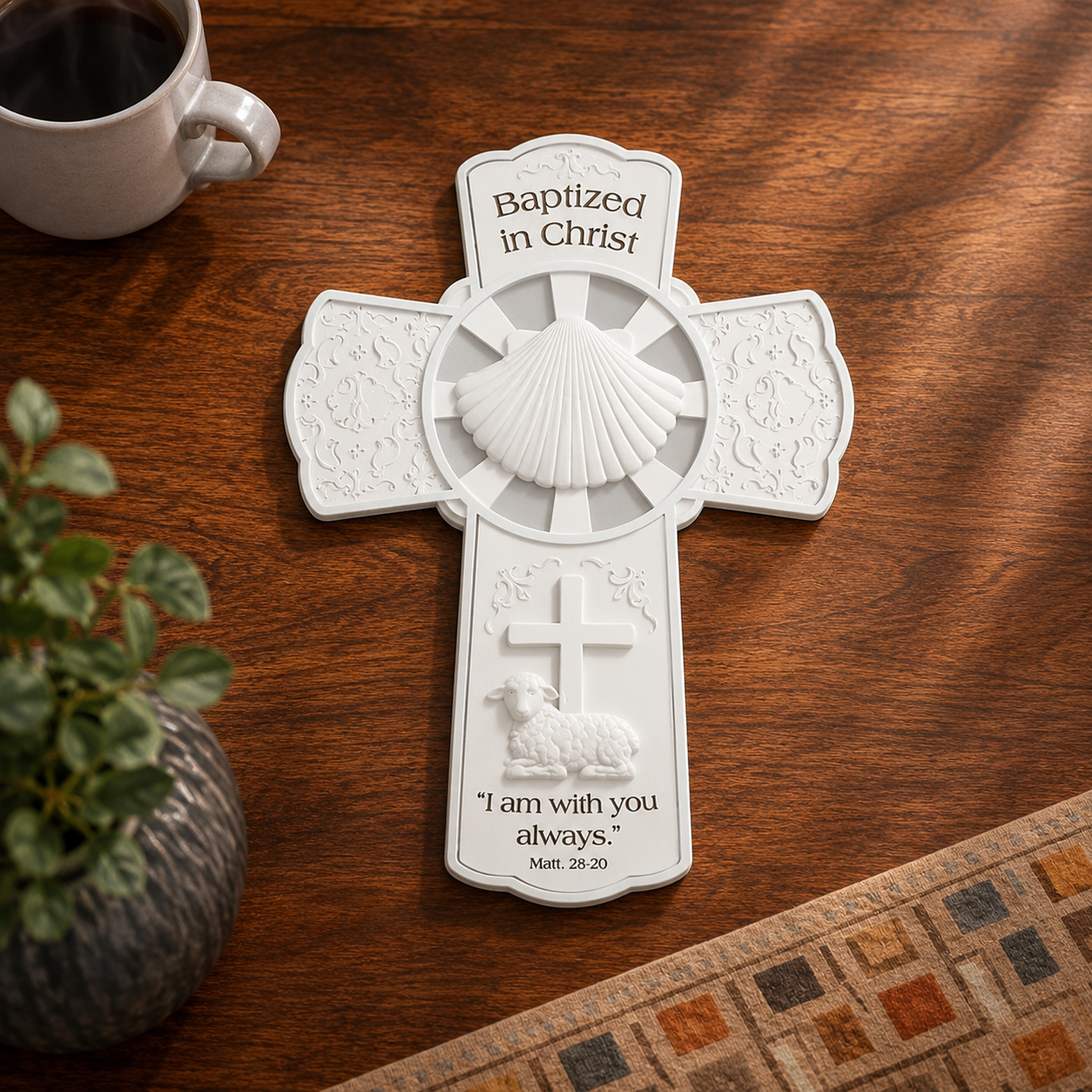 Baptism Boy Wall Cross Blue/White
