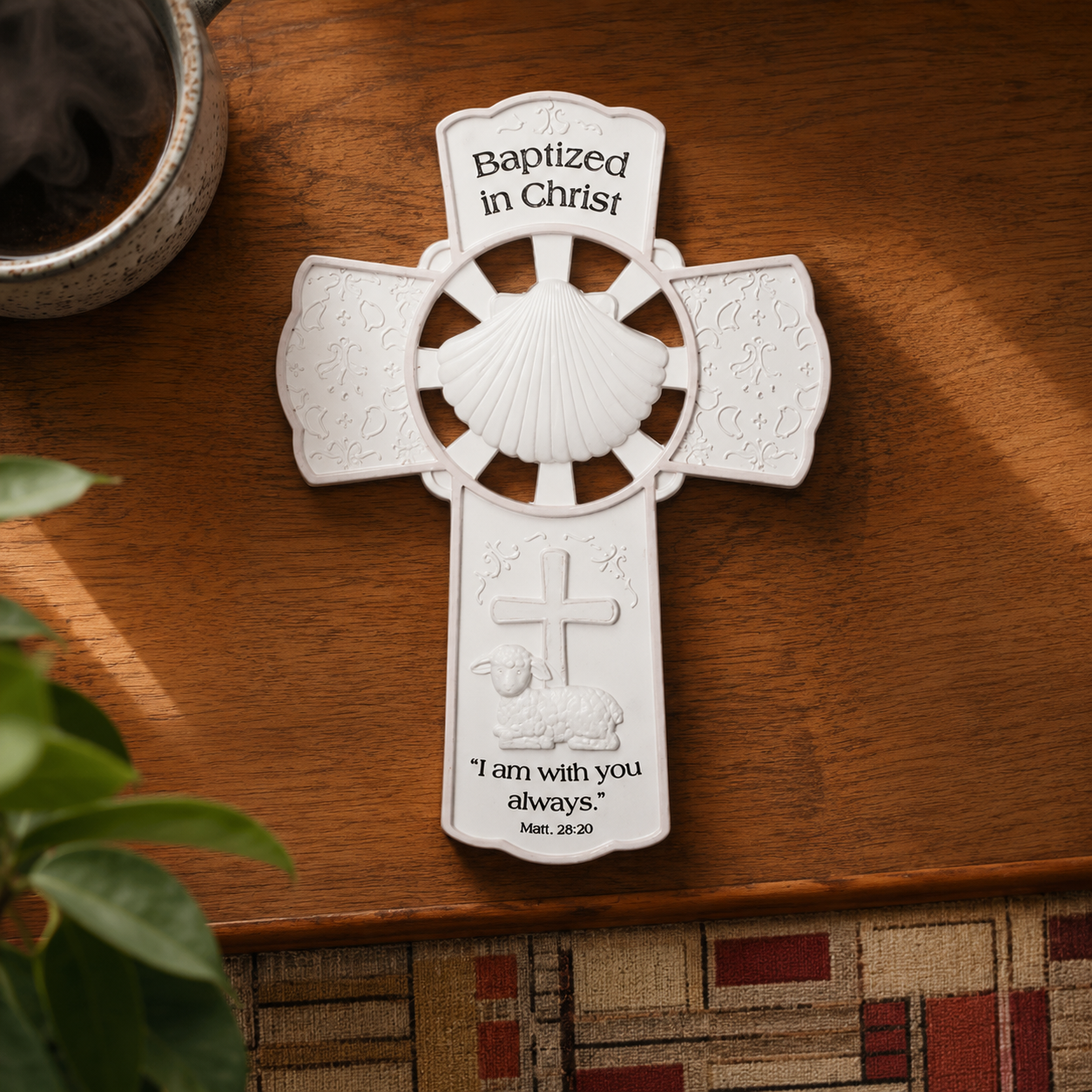Baptism Girl Wall Cross Pink/White