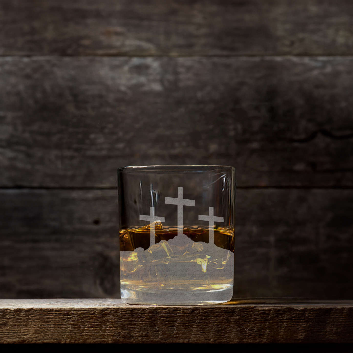 CROSSES AT CALVARY Whiskey Glass