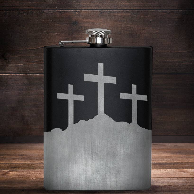 THREE CROSSES Hip Flask