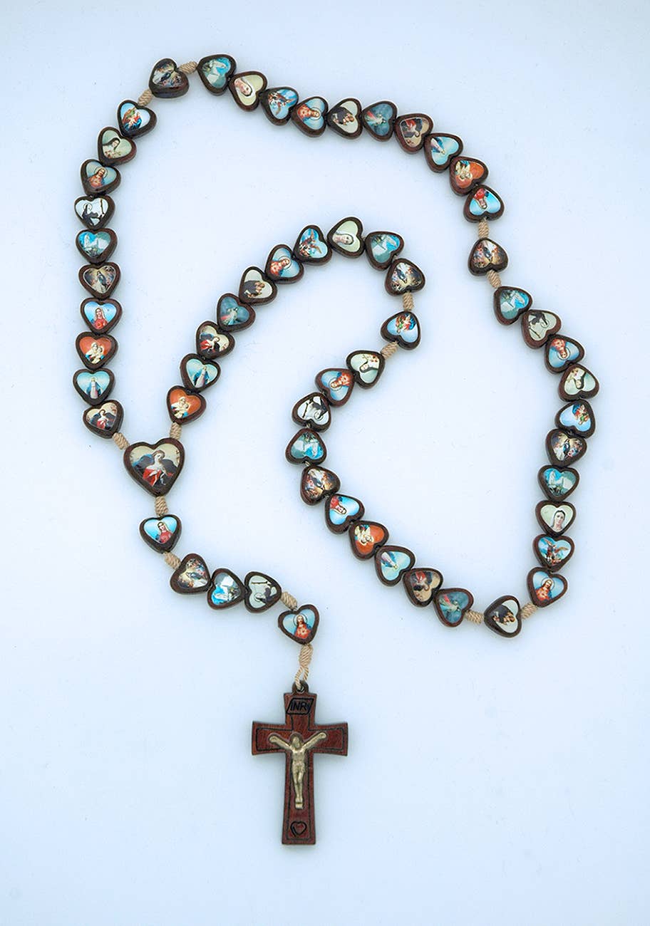 Spiritual Brazilian Wood Hearts Rosary Necklace