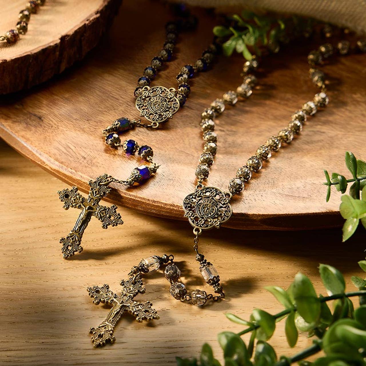 Crystal Twin Hearts Rosary
