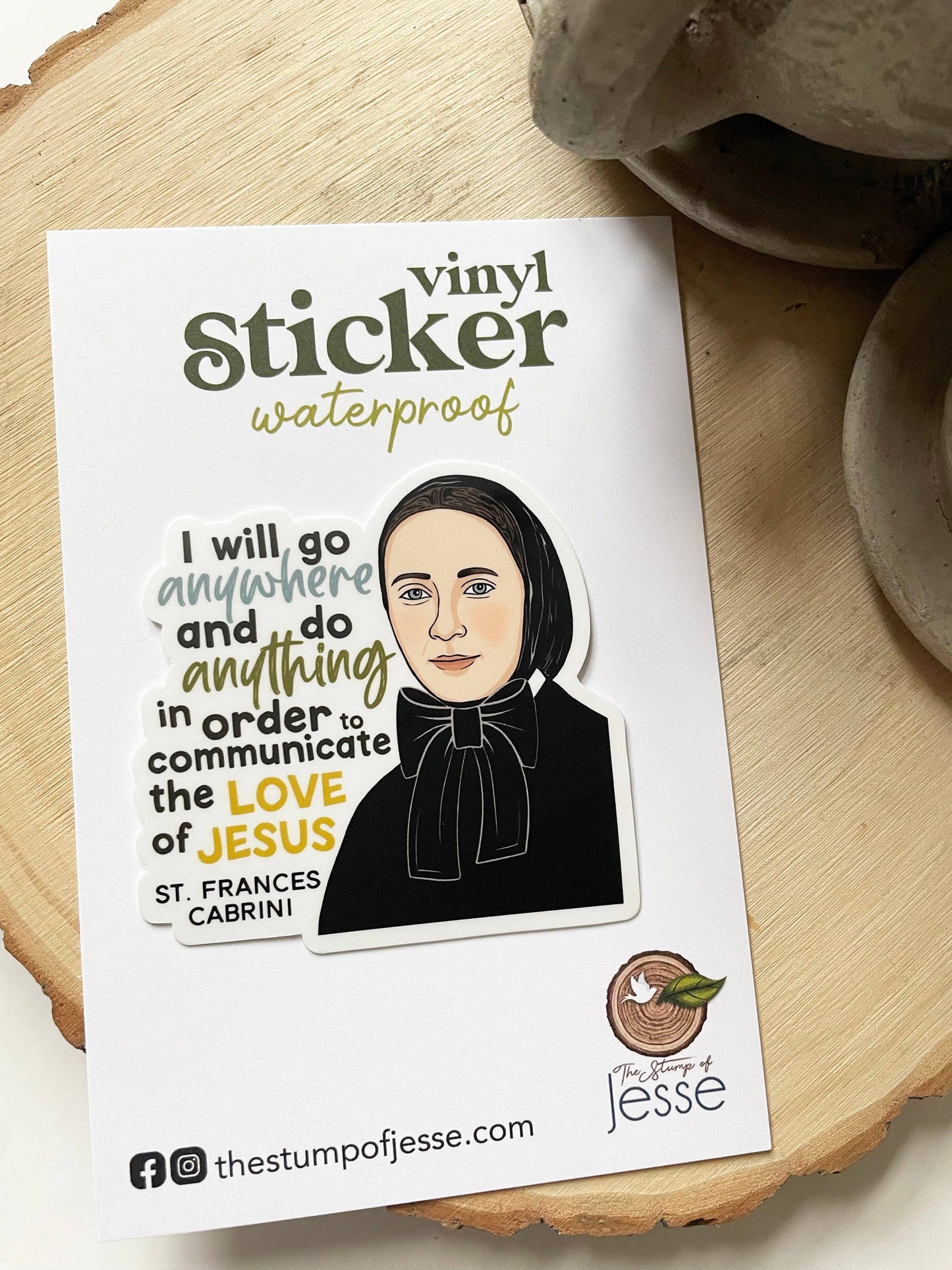 St. Frances Cabrini Waterproof Catholic Sticker