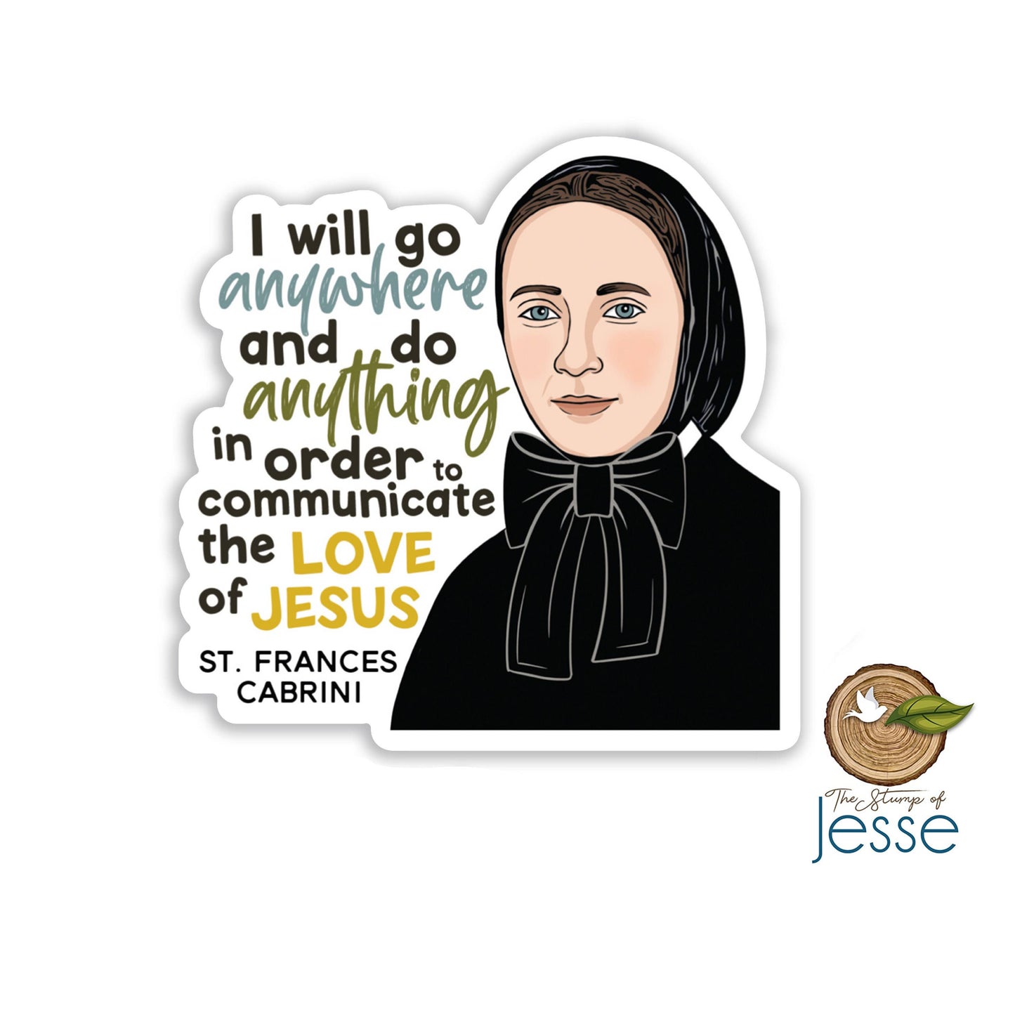 St. Frances Cabrini Waterproof Catholic Sticker