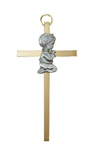 4.25 Brass Baby Boy Cross