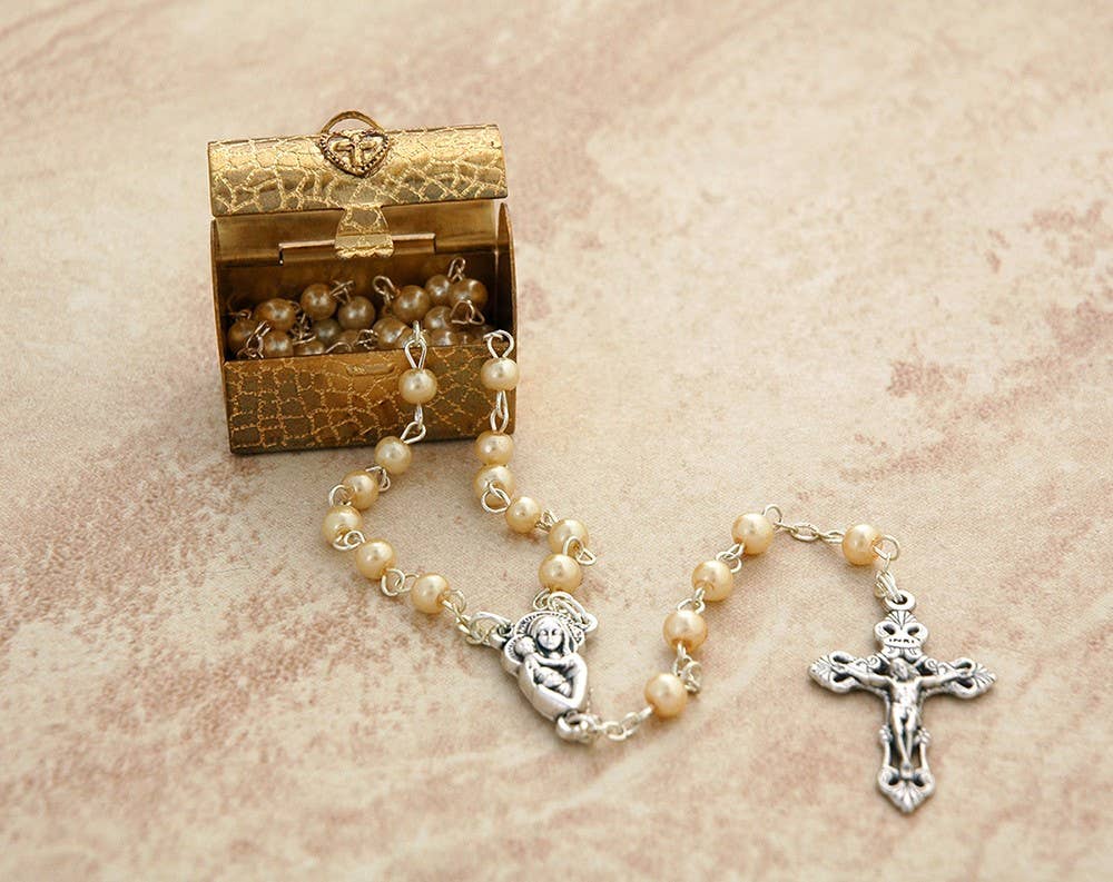 Tiny Treasure Chest with Rosary