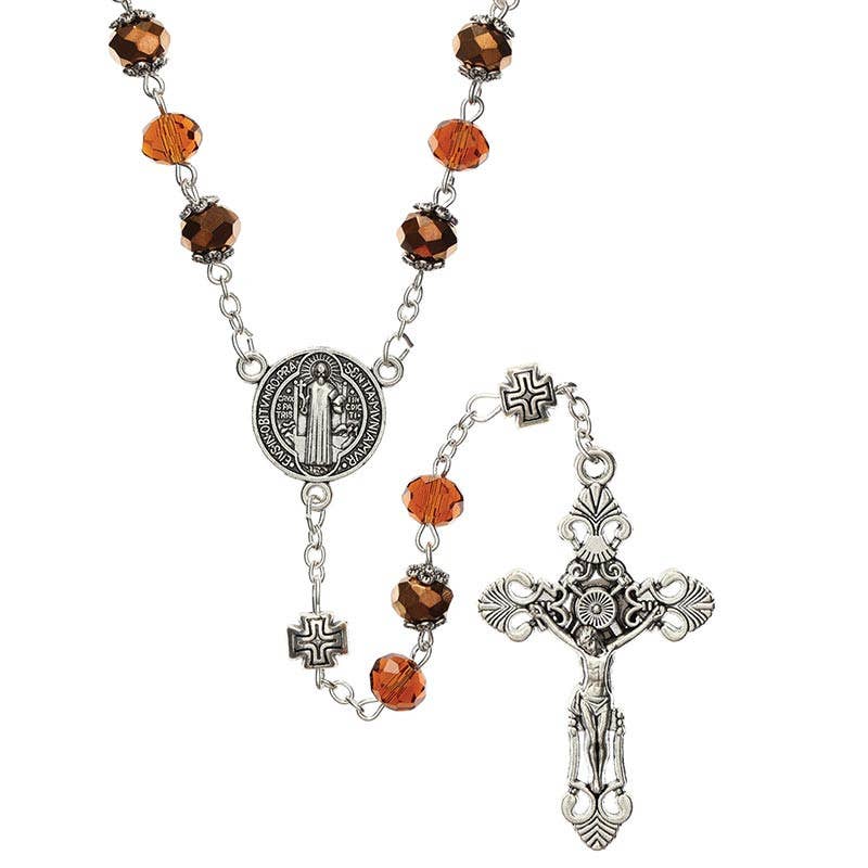 Sun Crystal Rosary - Saint Benedict