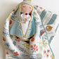 Our Lady of Lourdes & St. Bernadette Quilt - Navy & Beige