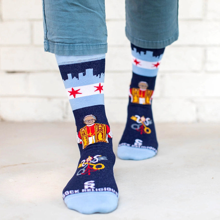 Pope Leo XIV - Chicago Adult Socks (Blue)