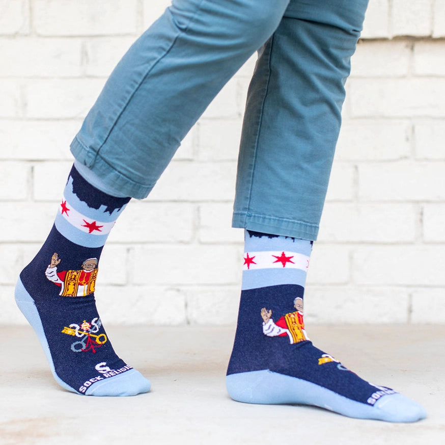 Pope Leo XIV - Chicago Adult Socks (Blue)