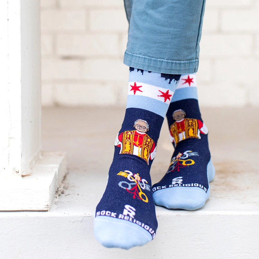 Pope Leo XIV - Chicago Adult Socks (Blue)