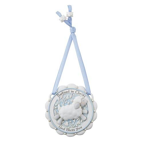 Ag Baptism Crib Medal Blue